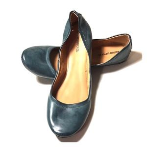 Faux Leather Blue Ballet Flats